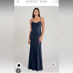 Jenny Yoo Addison Satin Cowl Neck Satin Slip Dress in French Blue Size 4